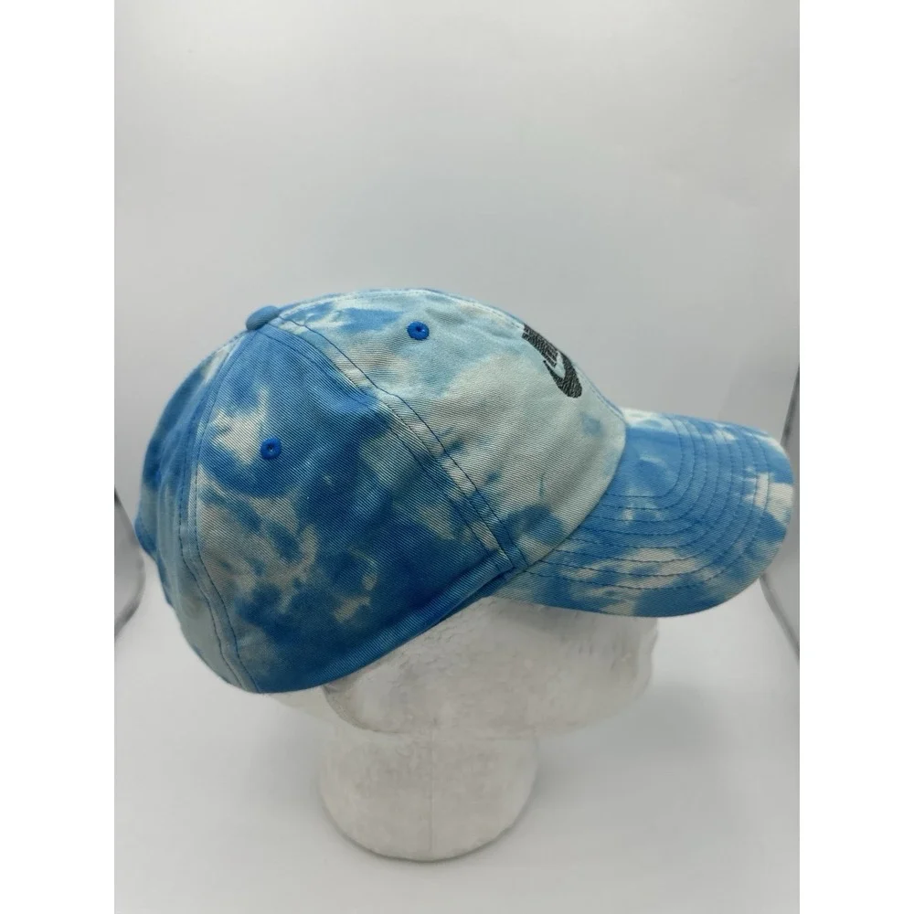 Vintage Nike Tie Dye Hat Blue Swoosh Strapback Y2K Club Cap L/XL